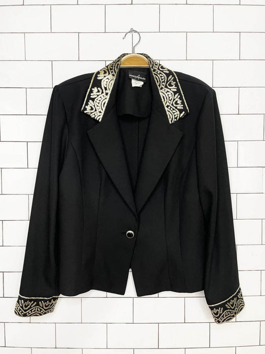vintage 90s positive attitude gold trim blazer | made in USA - good market thrift store