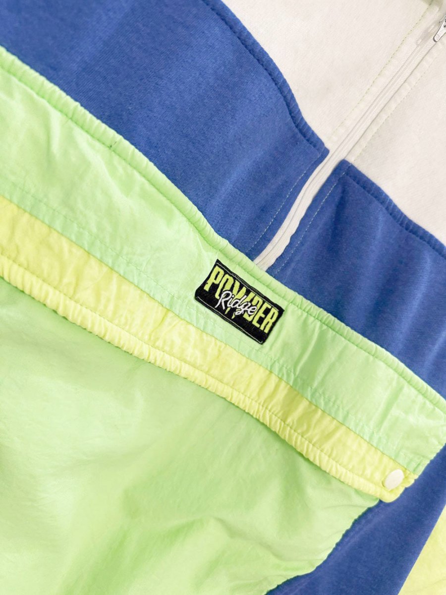 vintage 90s powder ridge 1/2 zip neon colour block sweatshirt - good market thrift store