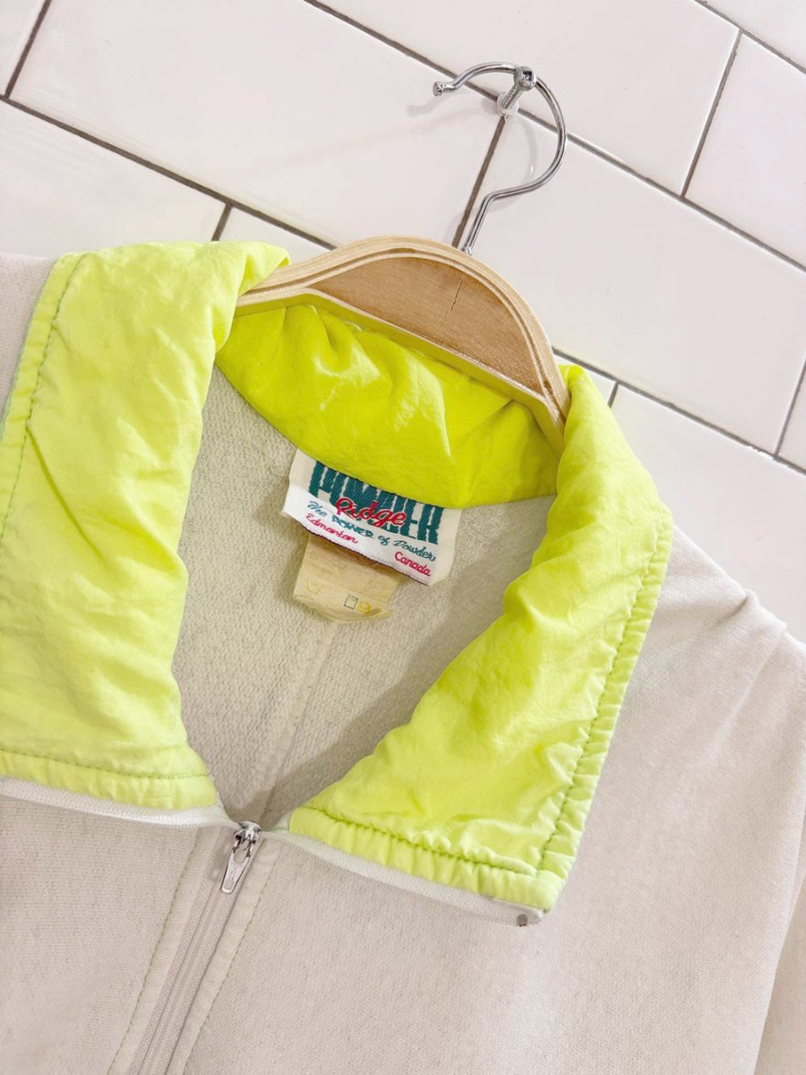 vintage 90s powder ridge 1/2 zip neon colour block sweatshirt - good market thrift store