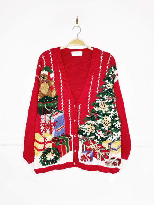 vintage 90s presents under the tree chunky knit sweater | casual corner - good market thrift store