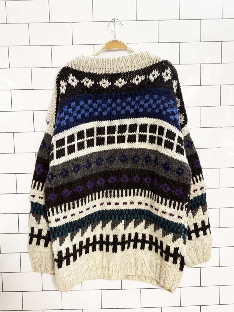 vintage 90s promised land 100% wool chunky knit sweater - good market thrift store