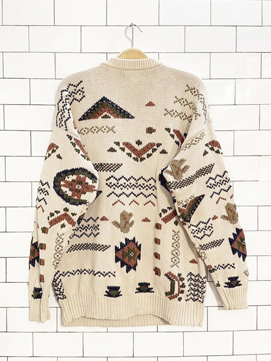vintage 90s quick reflex western chunky knit sweater - good market thrift store
