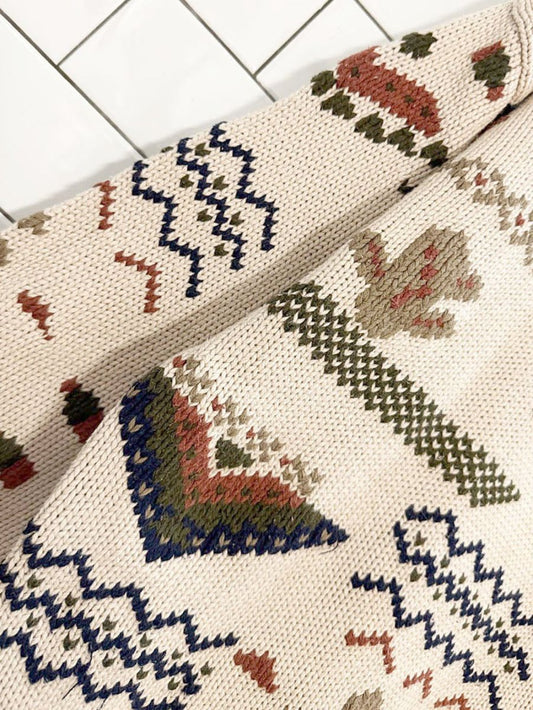 vintage 90s quick reflex western chunky knit sweater - good market thrift store