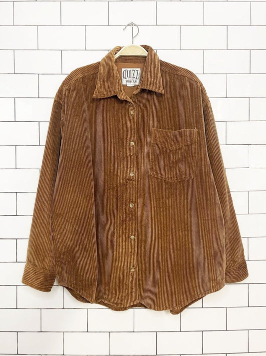 vintage 90s quizz new york chunky cord full button shirt jacket - good market thrift store