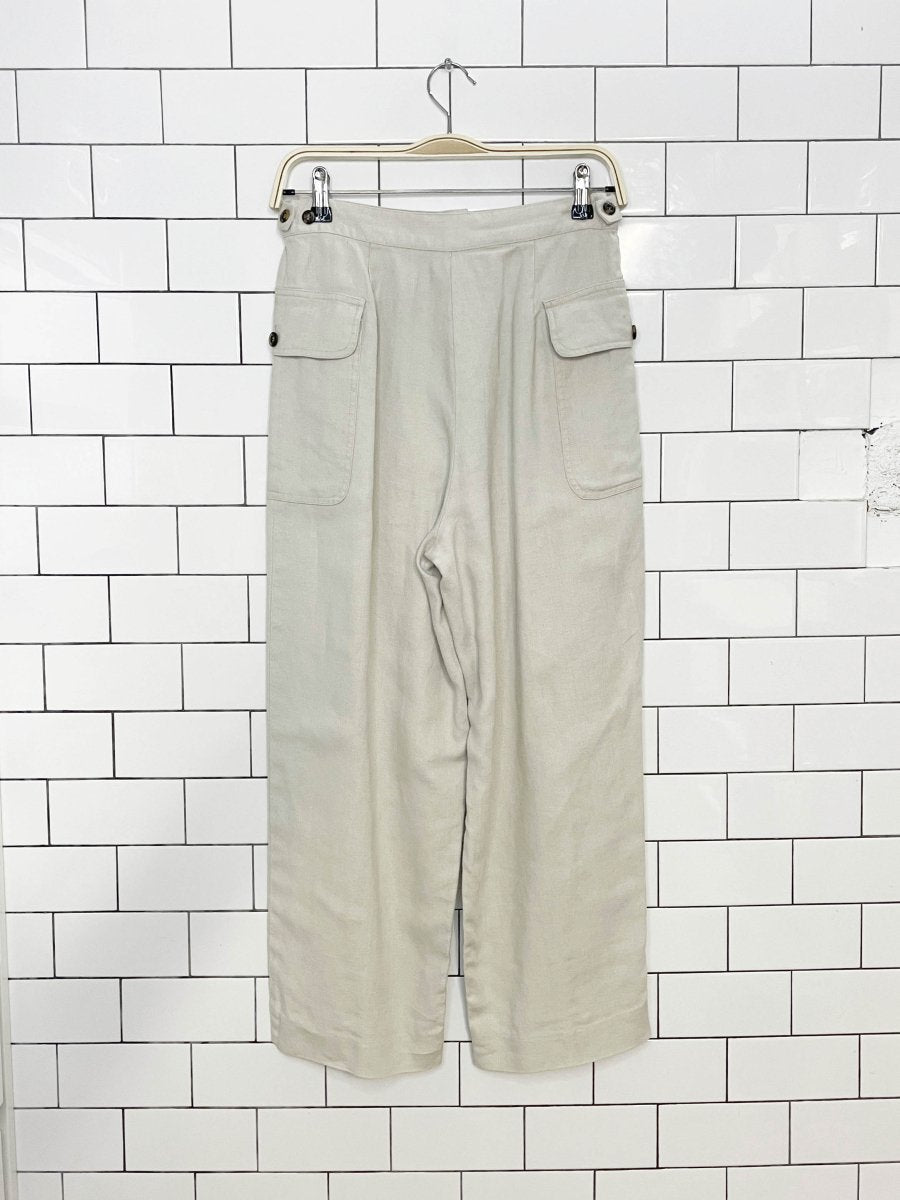 vintage 90s rafaella 100% linen utility pocket loose-fit pants - good market thrift store