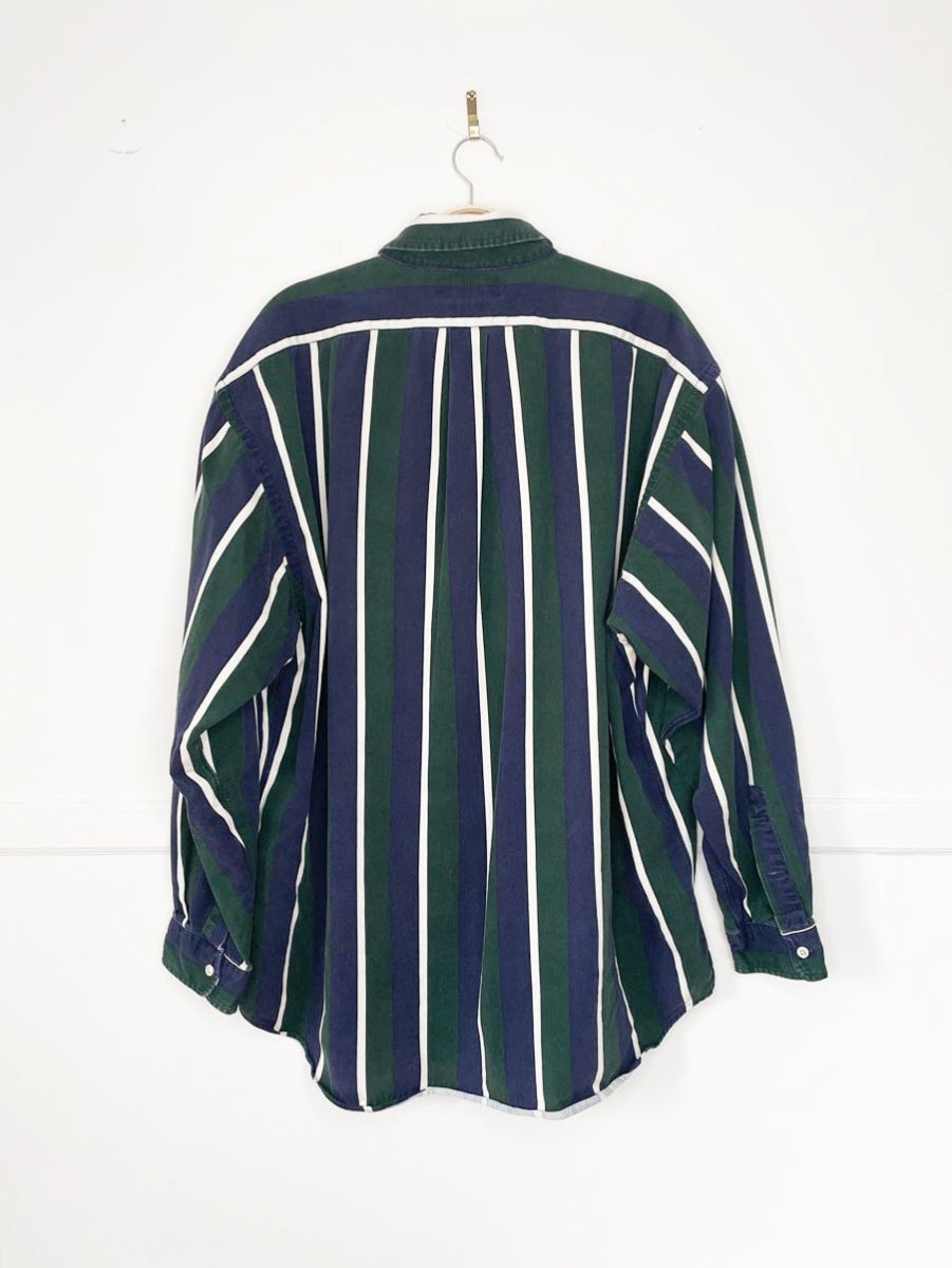 vintage 90s ralph lauren blaire striped full button relaxed fit denim shirt - good market thrift store