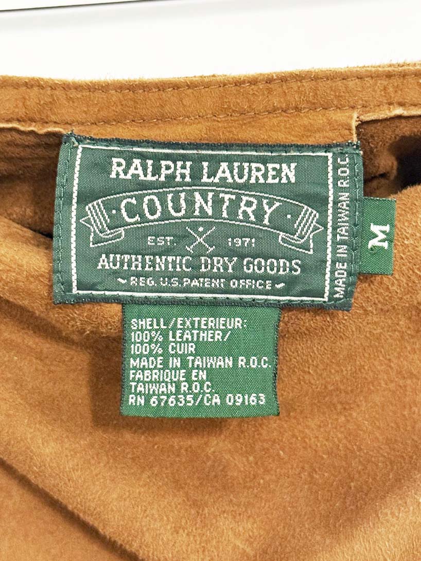 vintage 90s ralph lauren country lamb suede leather fringe wrap mini skirt - good market thrift store