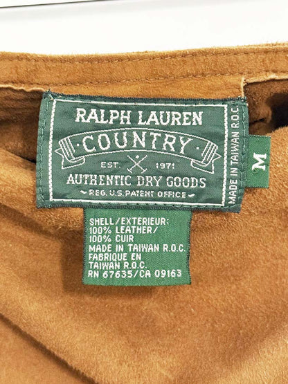 vintage 90s ralph lauren country lamb suede leather fringe wrap mini skirt - good market thrift store