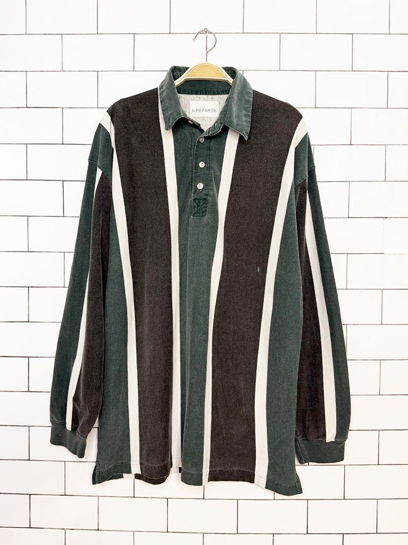 vintage 90s randy river striped polo long sleeve shirt - good market thrift store