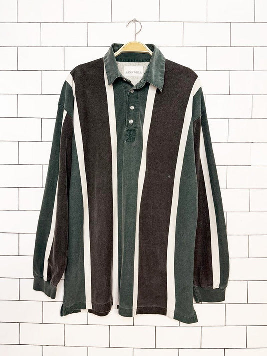 vintage 90s randy river striped polo long sleeve shirt - good market thrift store
