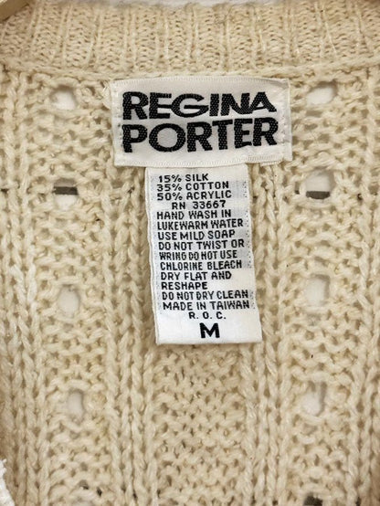 vintage 90s regina porter silk - blend cable knit sweater vest - good market thrift store