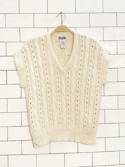 vintage 90s regina porter silk - blend cable knit sweater vest - good market thrift store