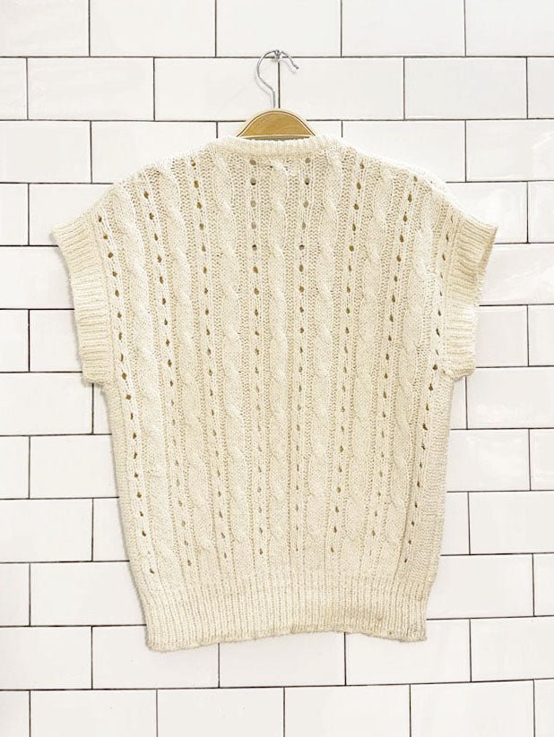 vintage 90s regina porter silk - blend cable knit sweater vest - good market thrift store