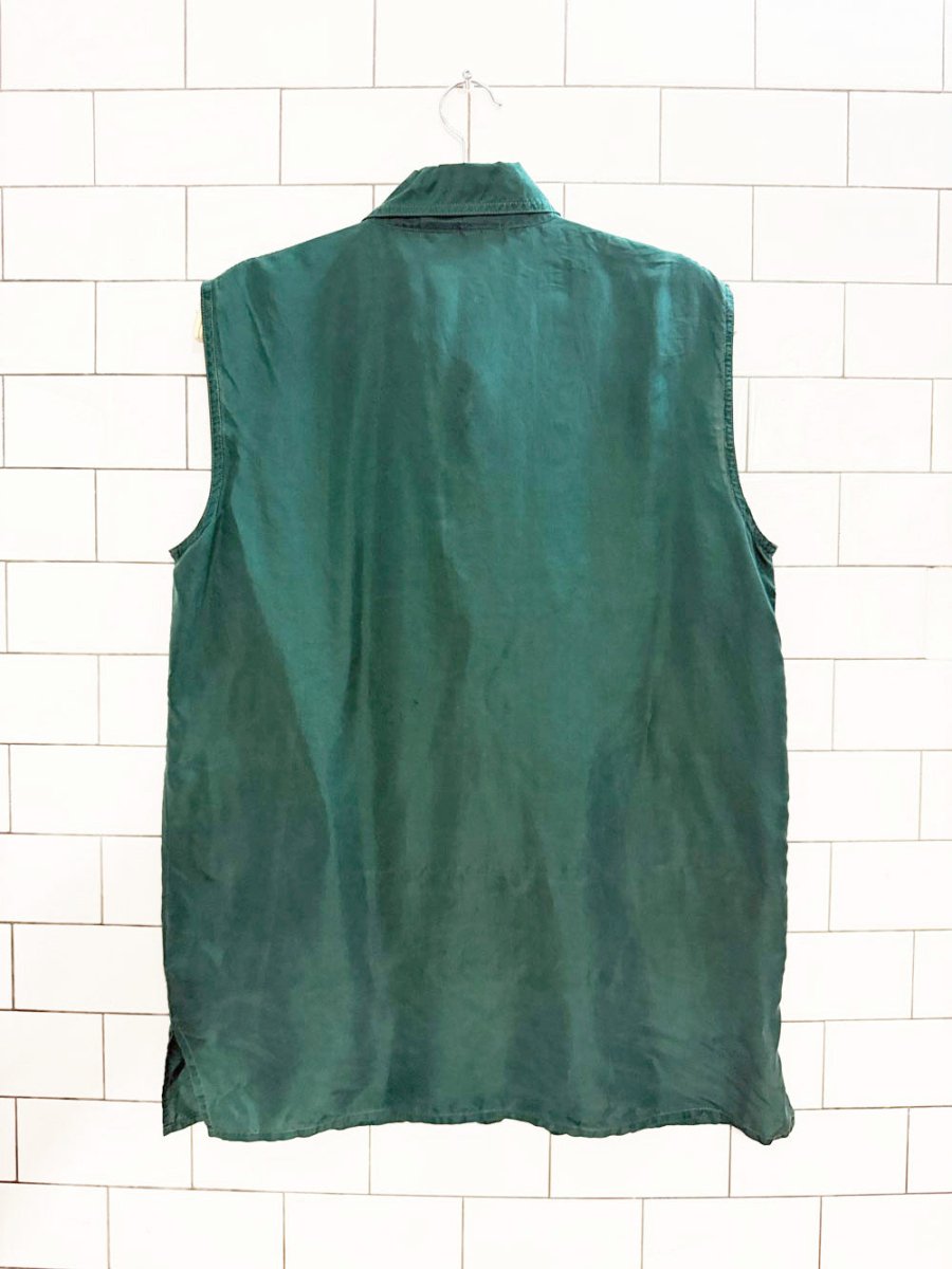 vintage 90s reitmans 100% silk sleeveless full button blouse - good market thrift store