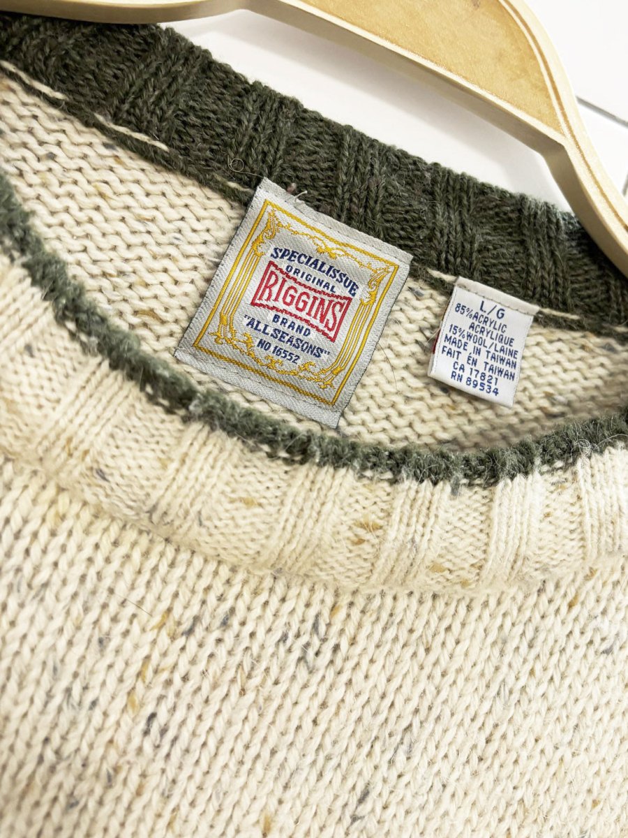 vintage 90s riggins wool - blend 3d knit sweater - good market thrift store