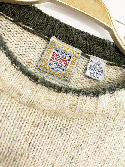 vintage 90s riggins wool - blend 3d knit sweater - good market thrift store