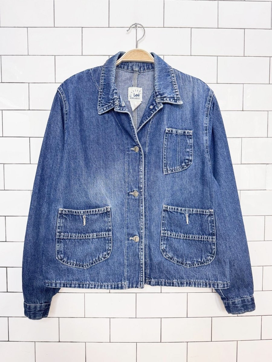 vintage 90s riveted lee dungarees denim shirt jacket - good market thrift store