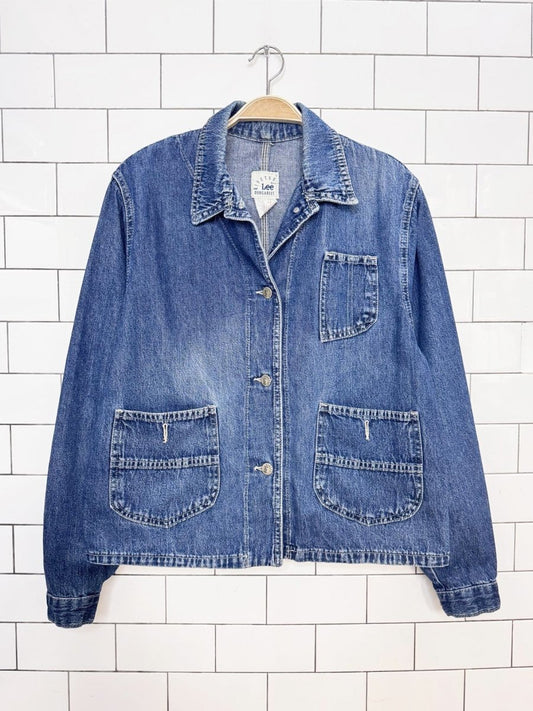 vintage 90s riveted lee dungarees denim shirt jacket - good market thrift store
