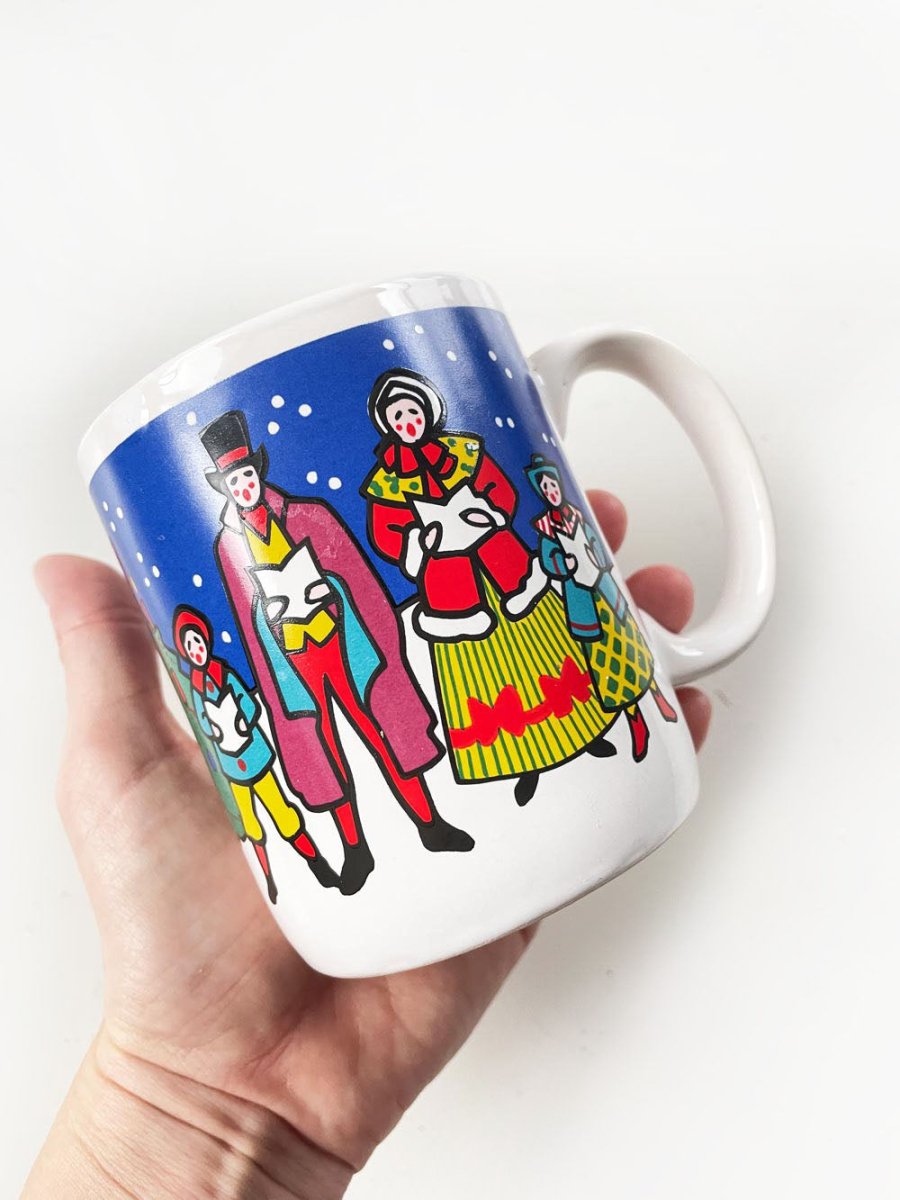 vintage 90s robert kitchen holiday carolers mug - good market thrift store