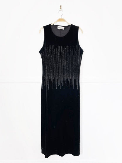 vintage 90s ronni nicole velvet sparkle maxi dress | ouida - good market thrift store