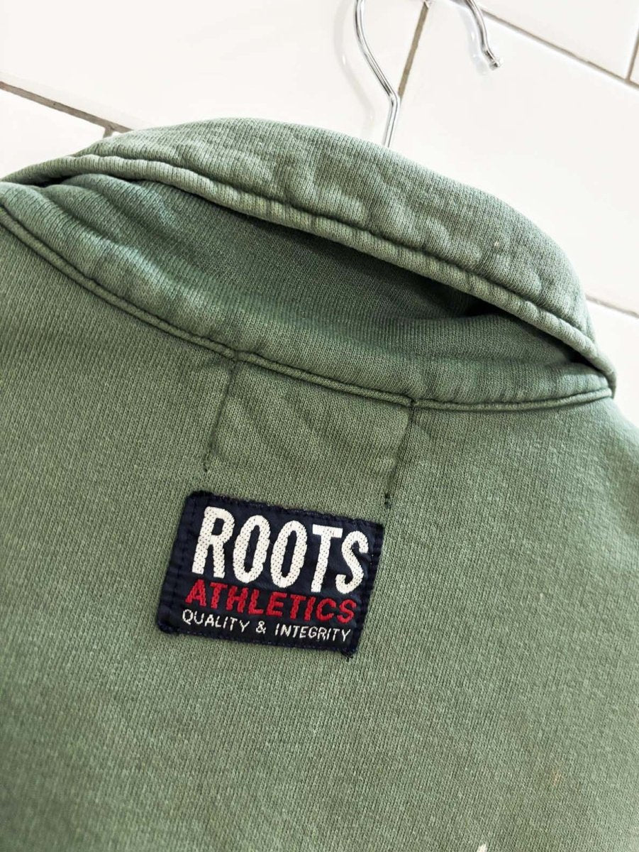 vintage 90s roots distressed 1/4 zip sweatshirt - good market thrift store