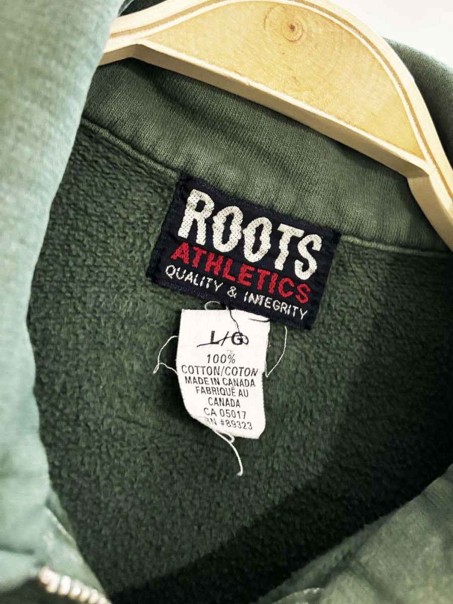 vintage 90s roots distressed 1/4 zip sweatshirt - good market thrift store