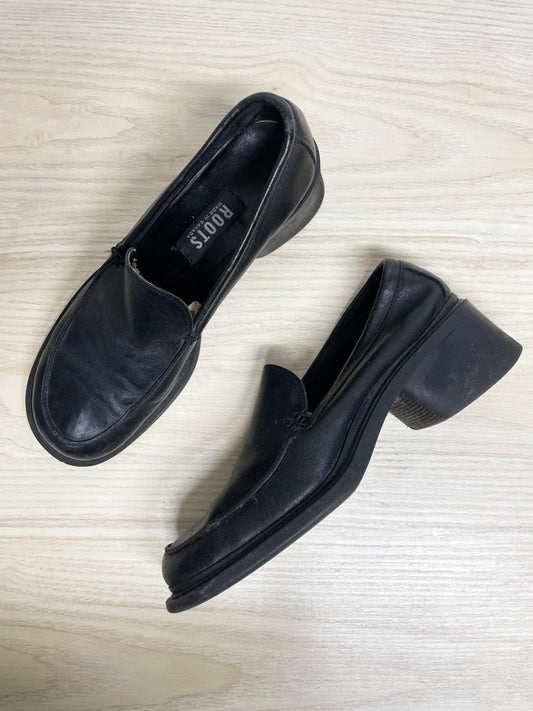 vintage 90s roots leather square toe heeled loafer | made in Italy - good market thrift store
