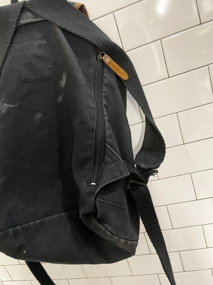 vintage 90s roots leather trim canvas backpack - good market thrift store