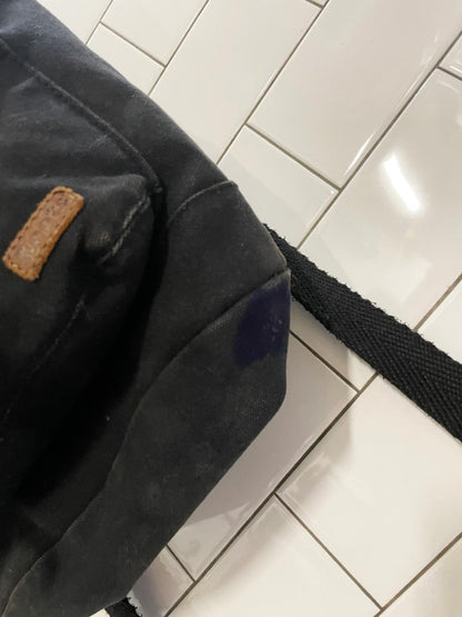vintage 90s roots leather trim canvas backpack - good market thrift store
