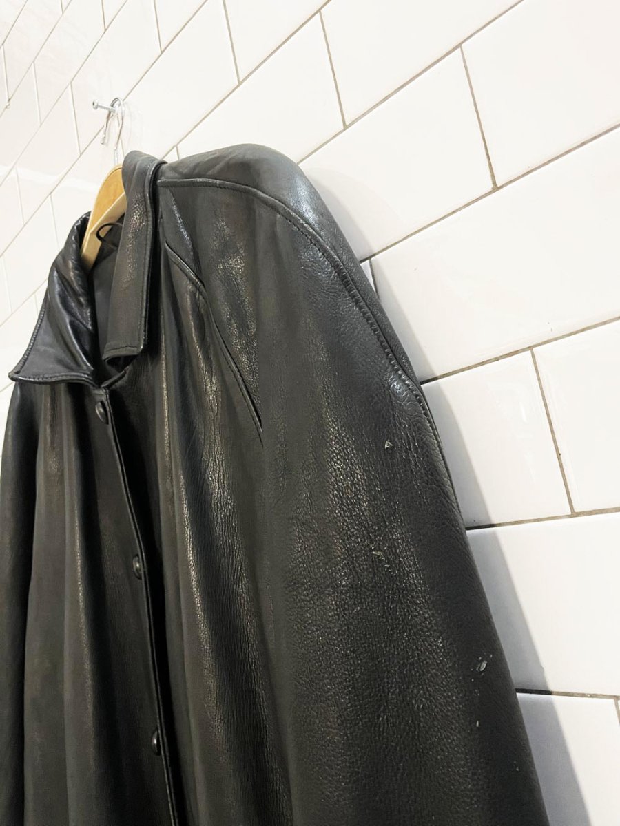 vintage 90s roots soft leather pleat back jacket - good market thrift store