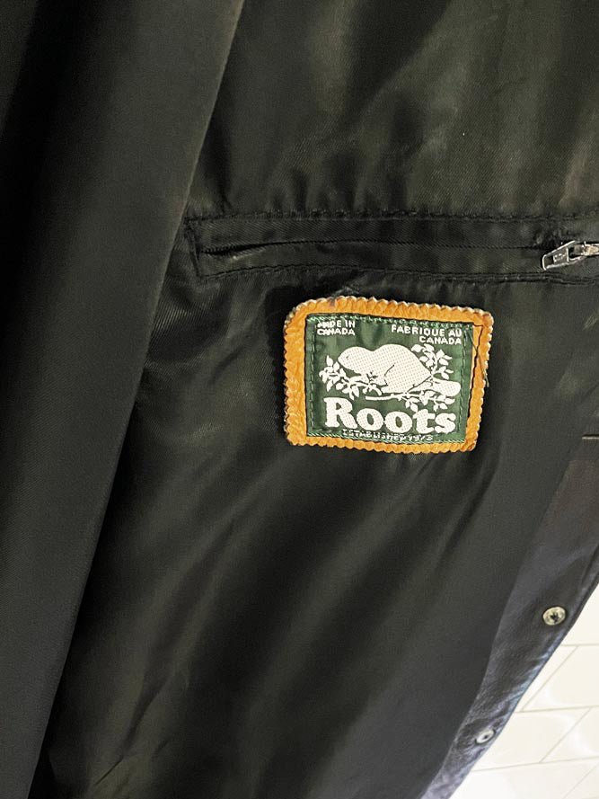 vintage 90s roots soft leather pleat back jacket - good market thrift store