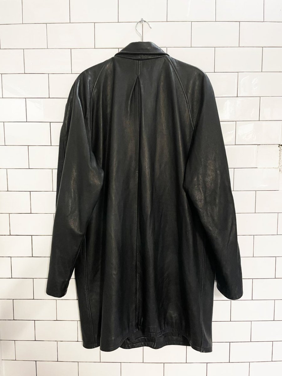 vintage 90s roots soft leather pleat back jacket - good market thrift store