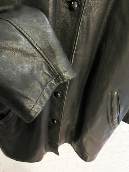 vintage 90s roots soft leather pleat back jacket - good market thrift store