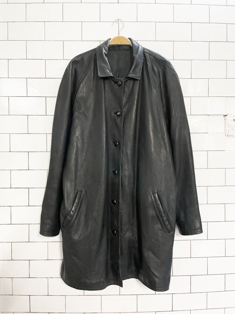vintage 90s roots soft leather pleat back jacket - good market thrift store