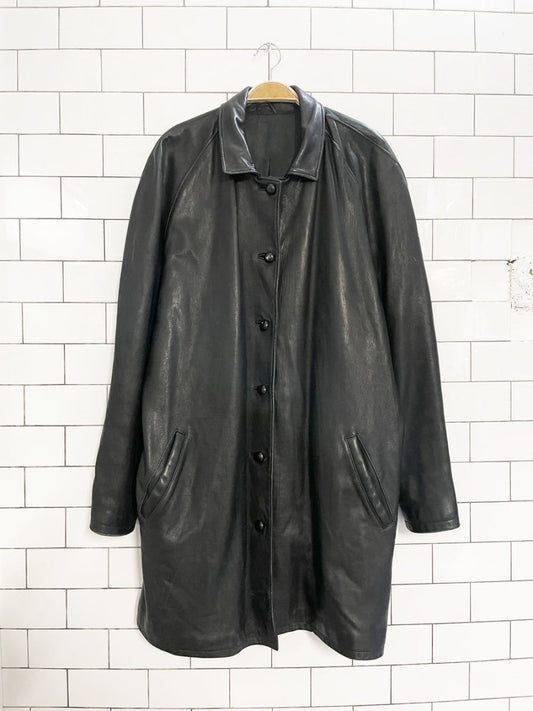 vintage 90s roots soft leather pleat back jacket - good market thrift store