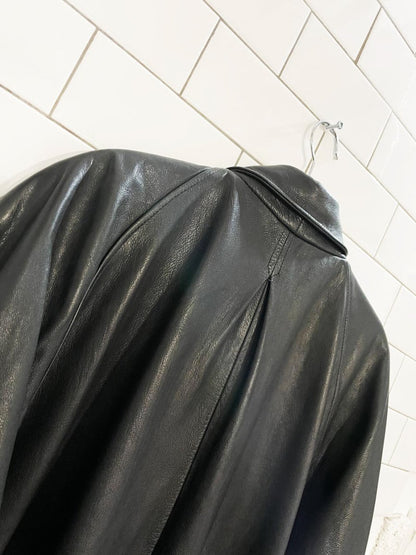 vintage 90s roots soft leather pleat back jacket - good market thrift store