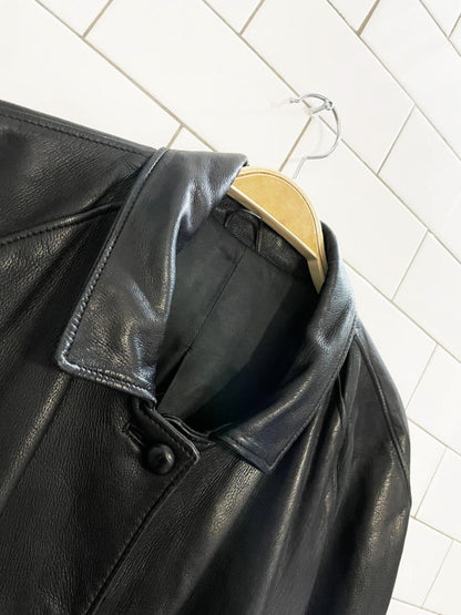 vintage 90s roots soft leather pleat back jacket - good market thrift store