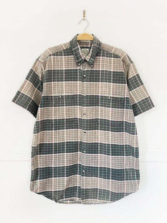 vintage 90s R&R plaid flannel full button shirt | made in India - good market thrift store