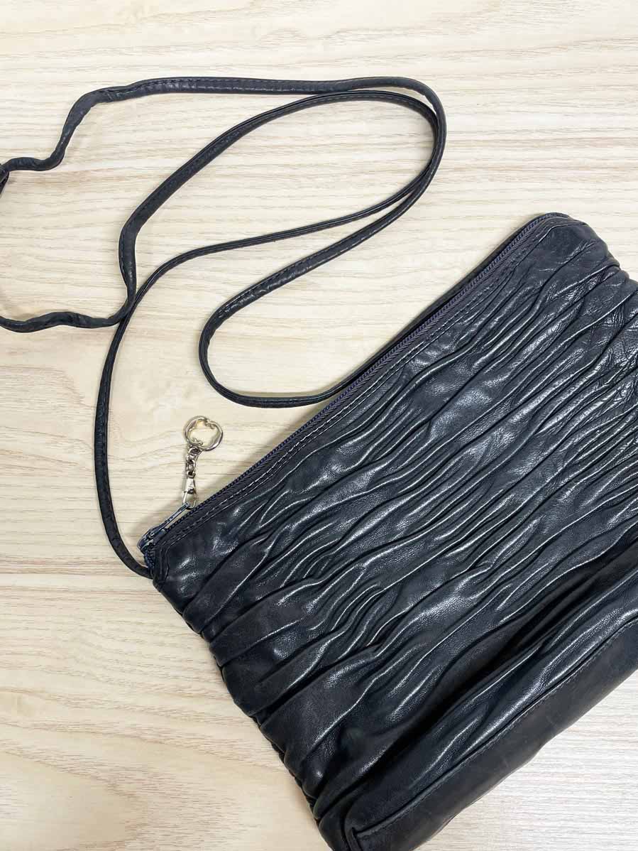 vintage 90s ruched butter leather shoulder bag | opti zipper - good market thrift store