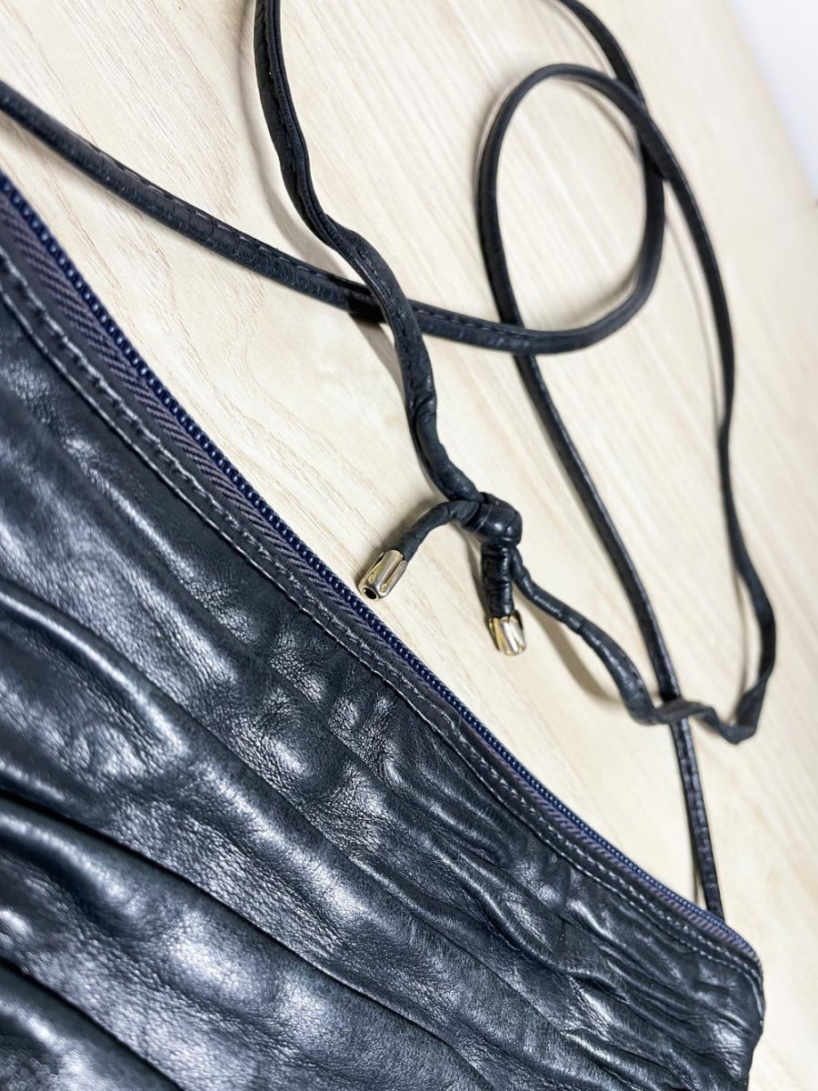 vintage 90s ruched butter leather shoulder bag | opti zipper - good market thrift store