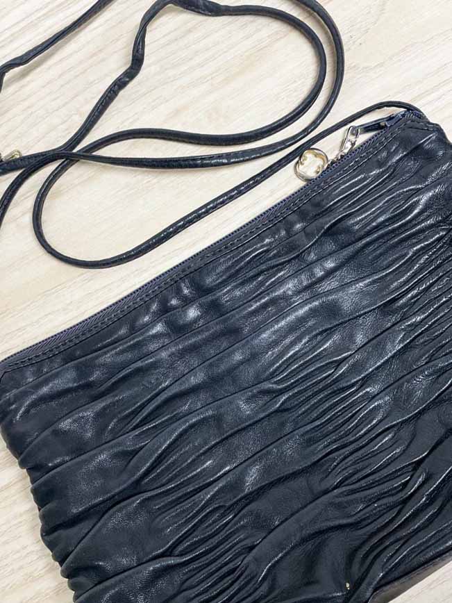 vintage 90s ruched butter leather shoulder bag | opti zipper - good market thrift store
