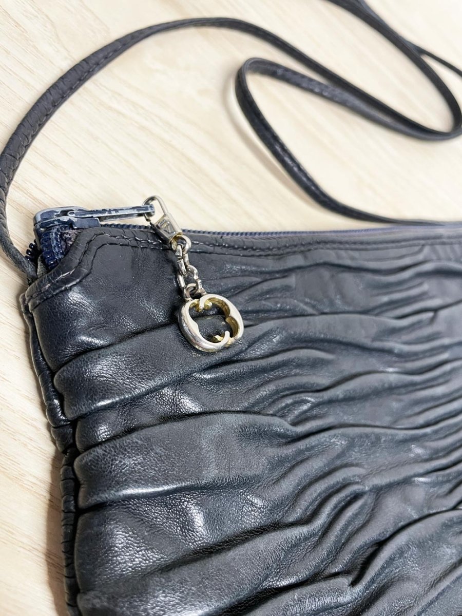 vintage 90s ruched butter leather shoulder bag | opti zipper - good market thrift store