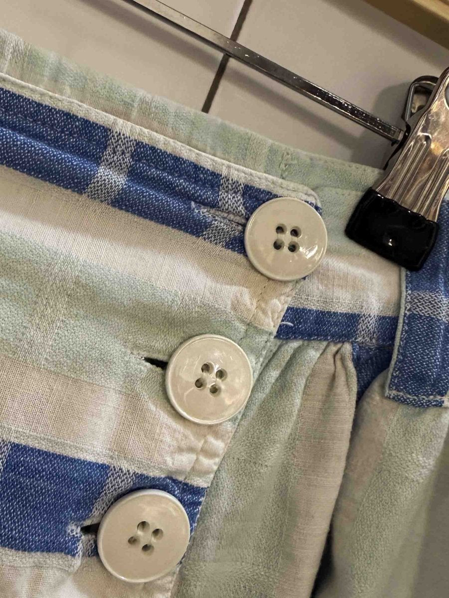 vintage 90s san francisco pleated striped full midi shirt - good market thrift store