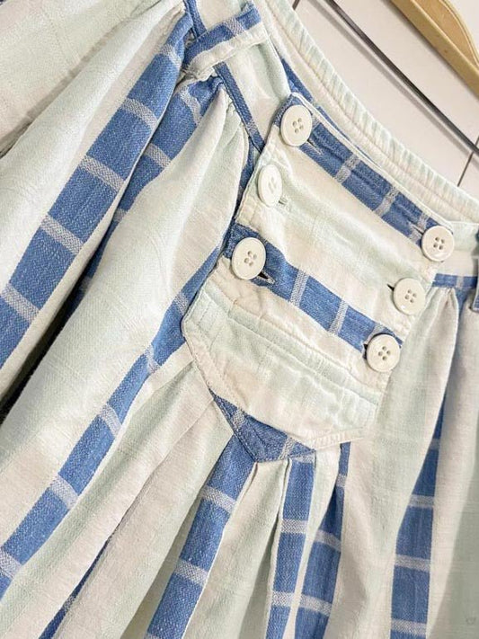 vintage 90s san francisco pleated striped full midi shirt - good market thrift store