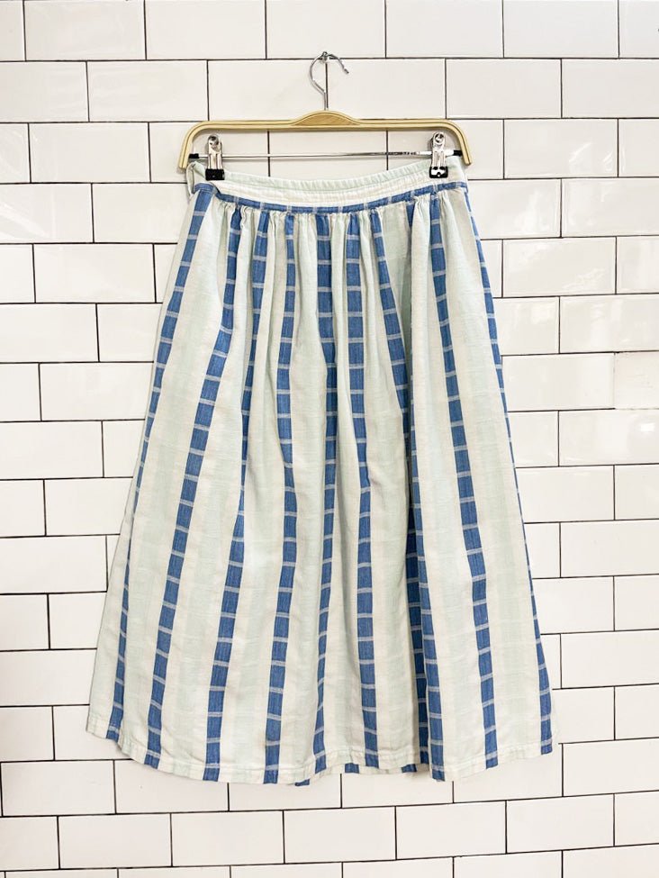 vintage 90s san francisco pleated striped full midi shirt - good market thrift store