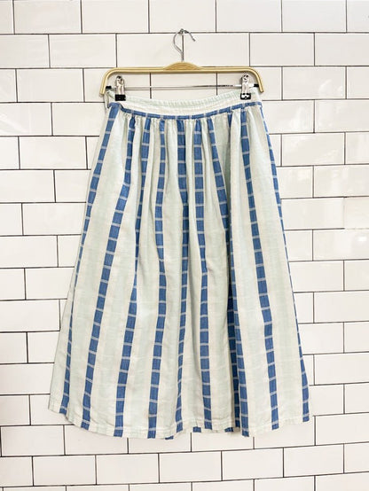 vintage 90s san francisco pleated striped full midi shirt - good market thrift store