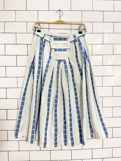 vintage 90s san francisco pleated striped full midi shirt - good market thrift store