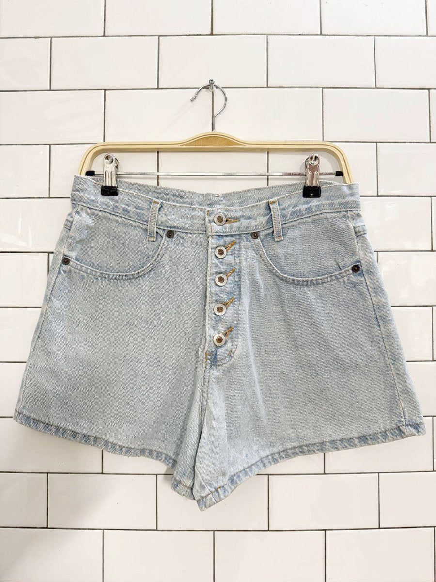 vintage 90s santa barbara exposed button denim shorts | made in Canada - good market thrift store