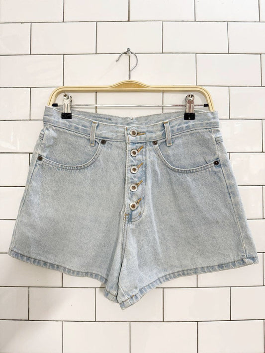 vintage 90s santa barbara exposed button denim shorts | made in Canada - good market thrift store