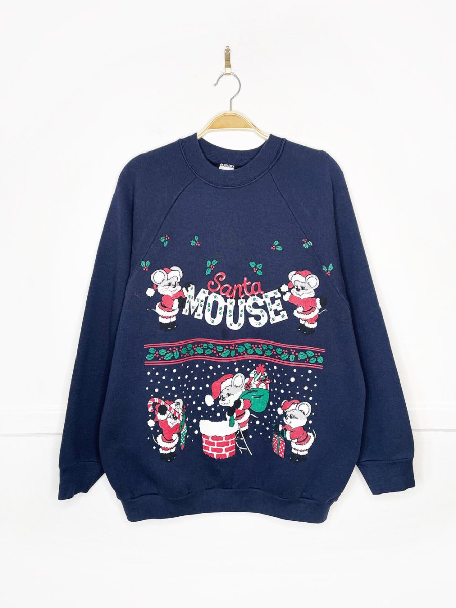 vintage 90s santa mouse festive sweatshirt | made in USA - good market thrift store